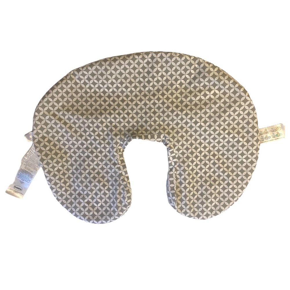 Boppy Original Nursing Pillow Cover Grey Geometric Print Circles Gender Neutral